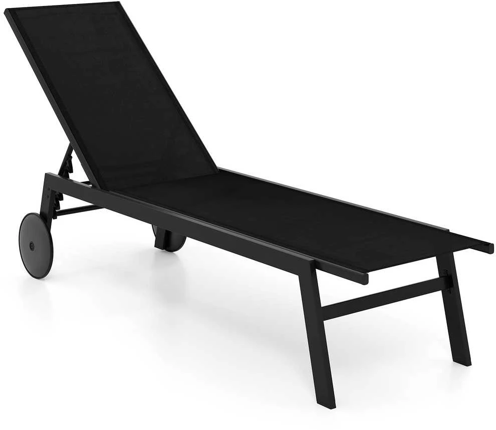 Promotions Poilsio kėdė, 150.5x59x33.5 cm, juoda, reguliuojama atlošo padėtis, metalas