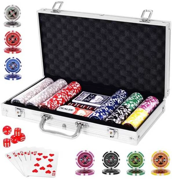 Promotions Pokerio žetonų rinkinys, 38.5x20.5x6.5 cm, Sidabrinis