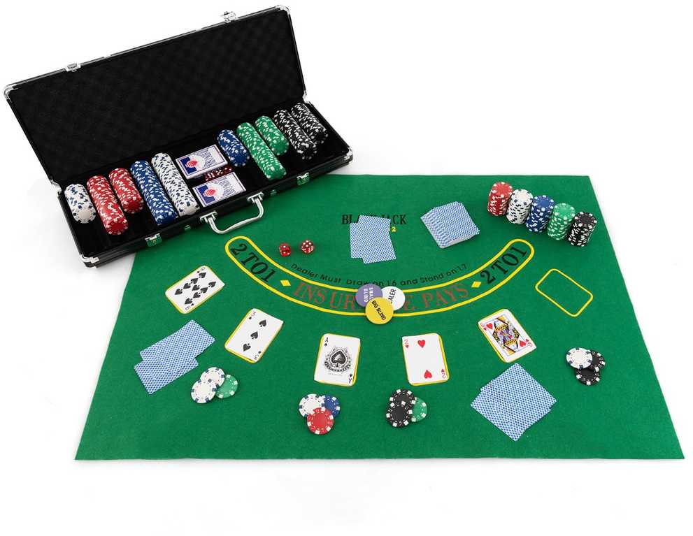 Promotions Pokerio žetonų rinkinys, 500 vienetų, 56x20x6,5 cm, juoda sidabrinė