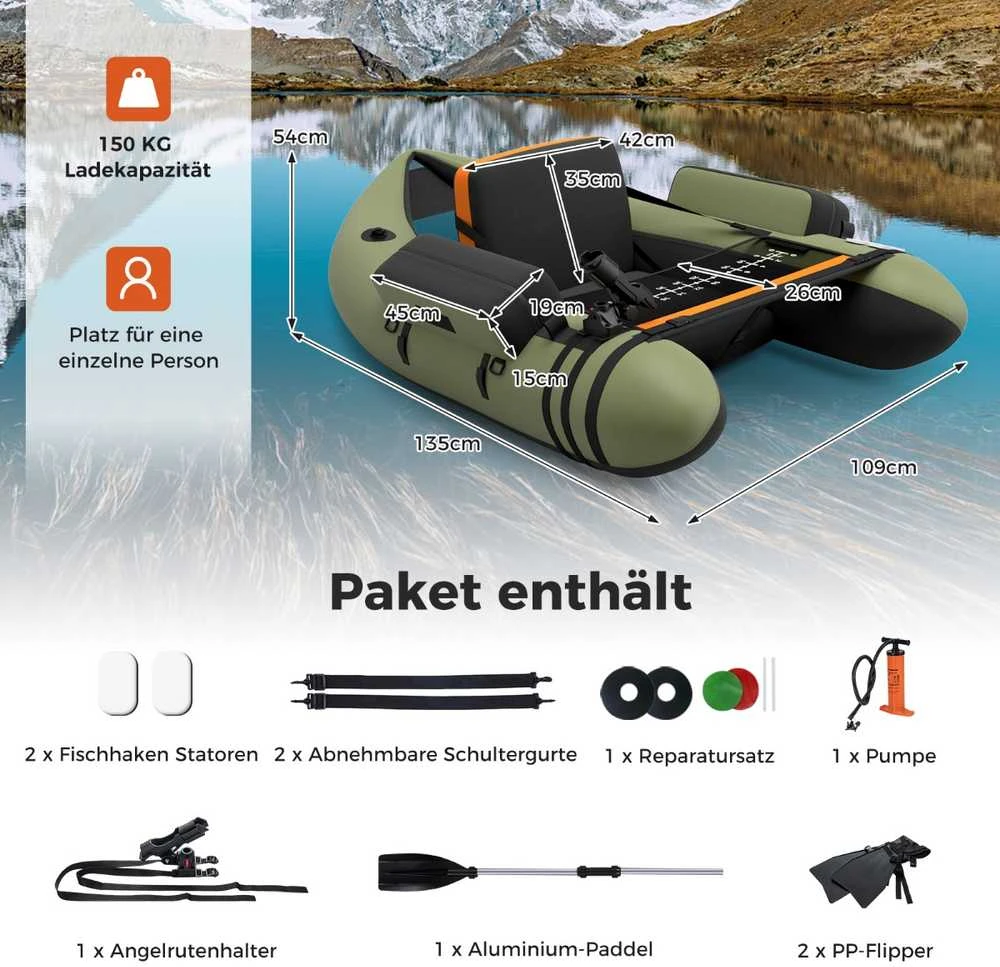 Promotions Pripučiama žvejybinė valtis, 135x110x54 cm, kamufliažas