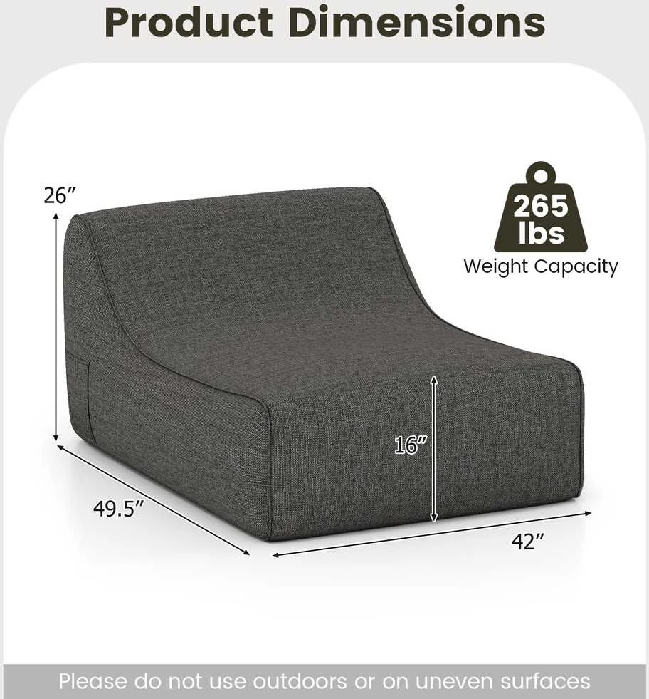 Promotions Pripučiamas poilsio krėslas, 126x106x66 cm, pilkas, nuimamas užvalkalas
