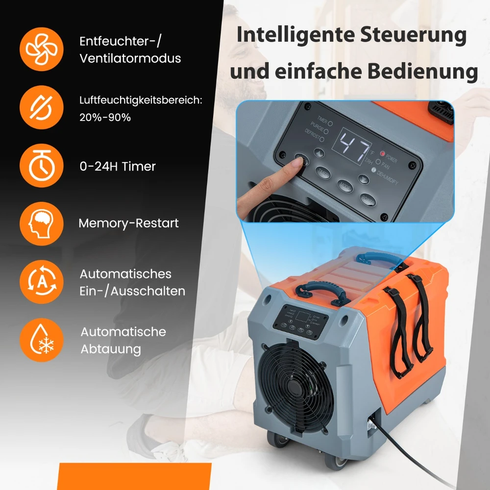 Promotions Profesionalus drėgmės surinktuvas su pompa 85 l/dieną 57x34x47 cm oranžinis/pilkas