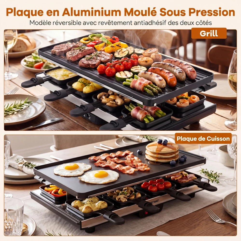 Promotions Raclette grilis 8 keptuvės 48x24x12 cm juodas