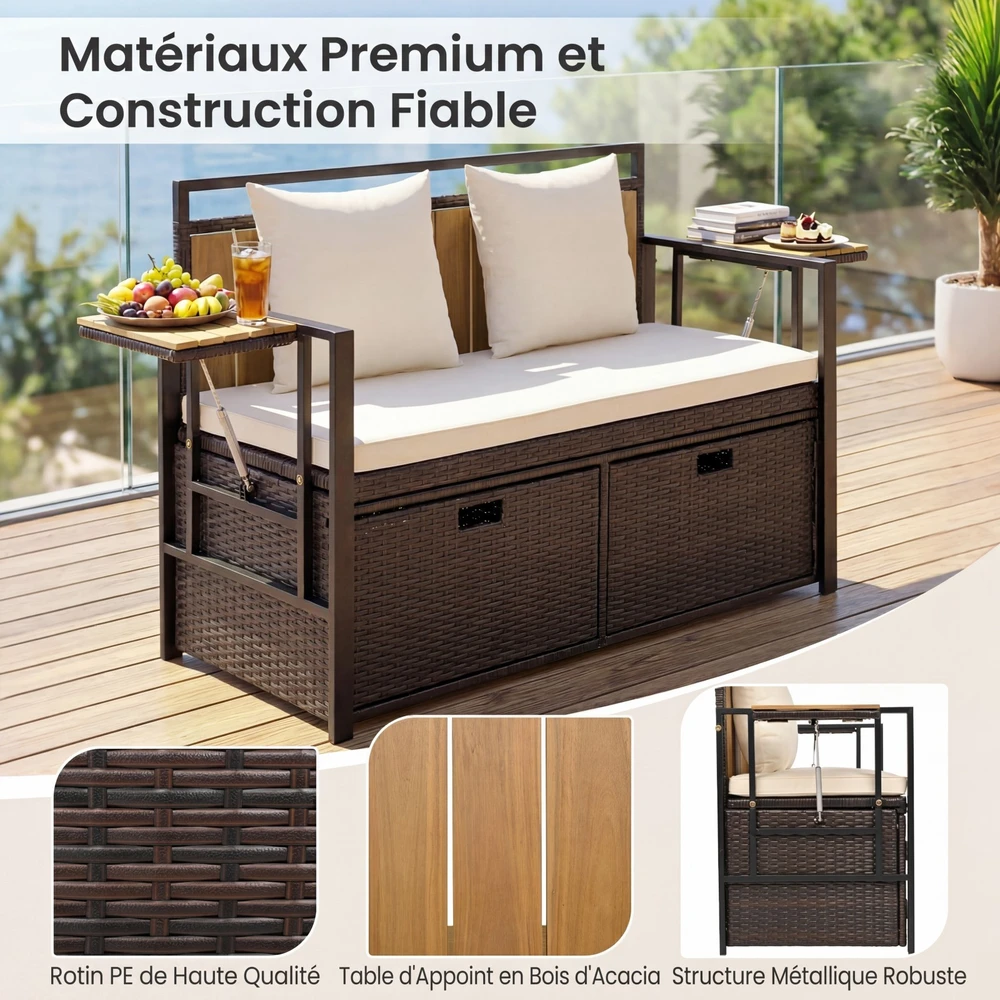 Promotions Sandėliavimo suolas 120x51x82 cm Baltas rotangas