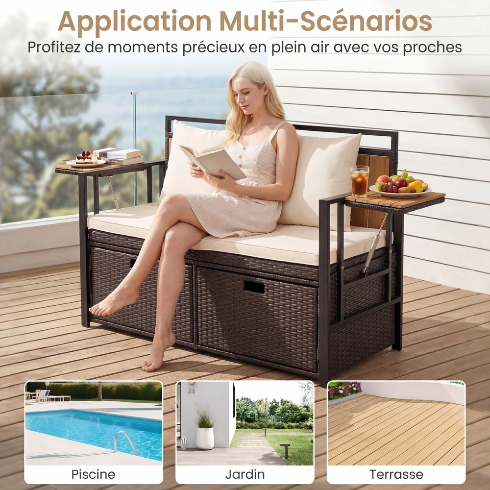 Promotions Sandėliavimo suolas 120x51x82 cm Baltas rotangas