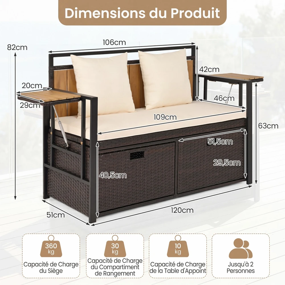 Promotions Sandėliavimo suolas 120x51x82 cm Baltas rotangas