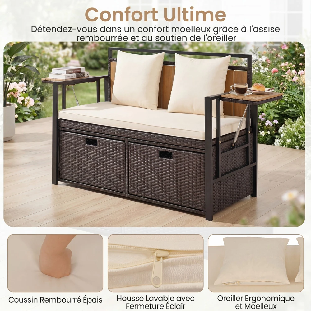 Promotions Sandėliavimo suolas 120x51x82 cm Baltas rotangas