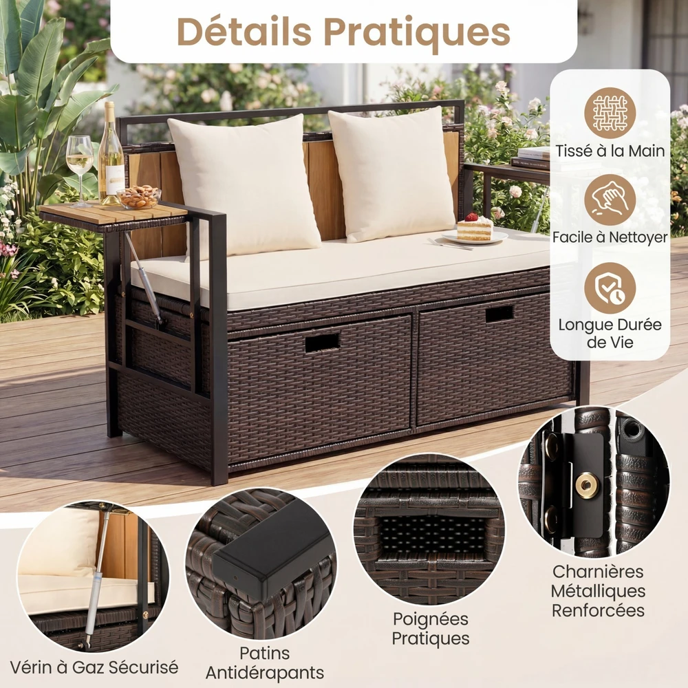 Promotions Sandėliavimo suolas 120x51x82 cm Baltas rotangas