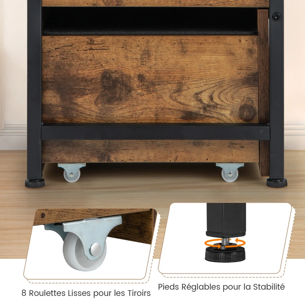 Promotions Sėdmaišis su daiktadėže ir 2 stalčiais 102x40,6x58,4 cm, vintažinė ruda/juoda