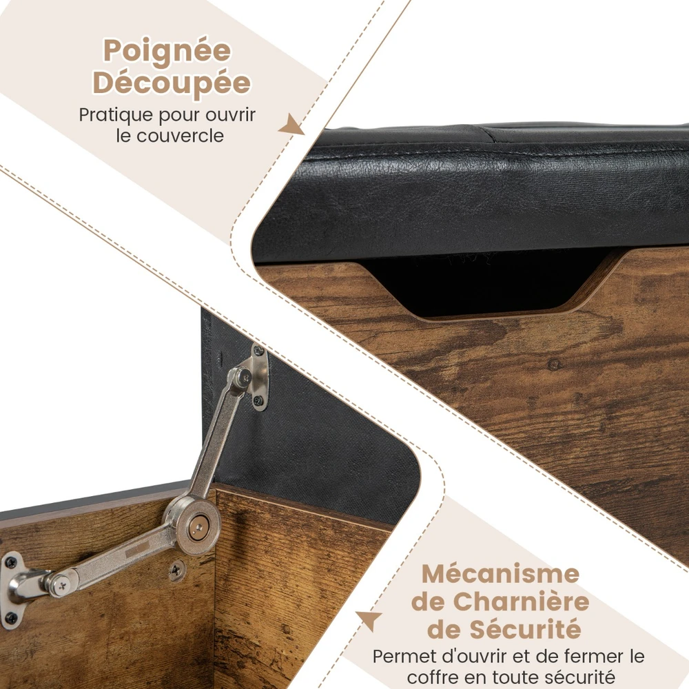 Promotions Sėdmaišis su daiktadėže ir 2 stalčiais 102x40,6x58,4 cm, vintažinė ruda/juoda