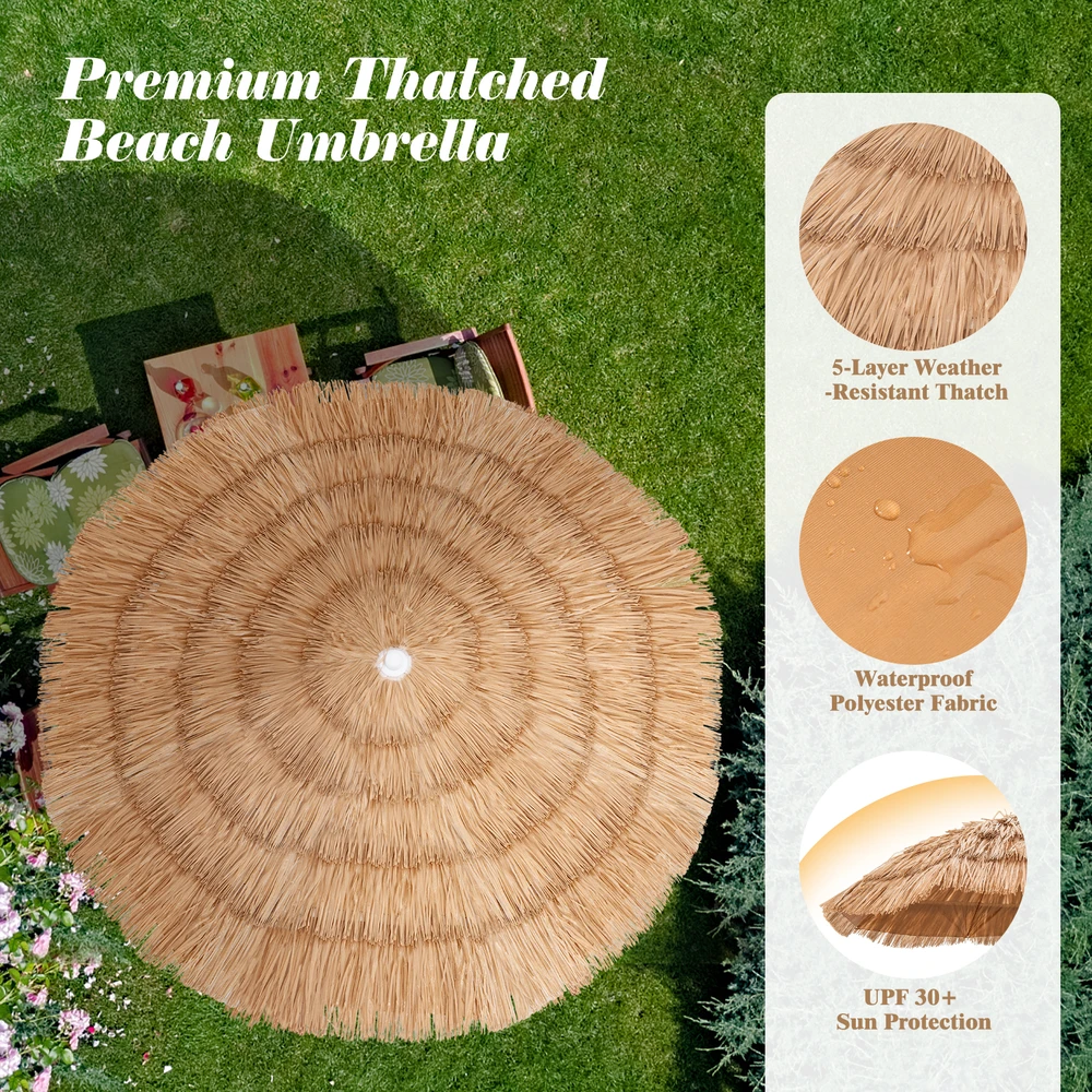 Promotions Šiaudinis kiemo skėtis 6x6,4 ft spalvotas/natūralus su pasvirimo funkcija ir nešiojimo krepšiu