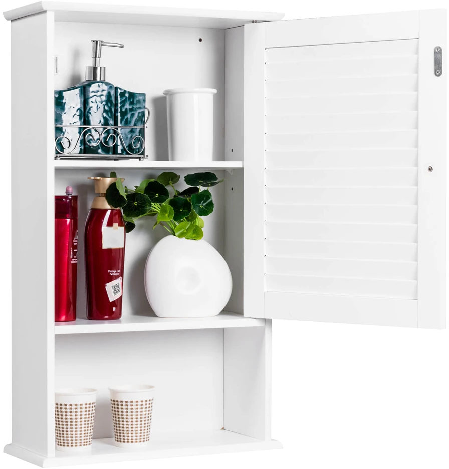 Promotions Sieninė spintelė su žaliuzių durelėmis 42x17x70 cm balta