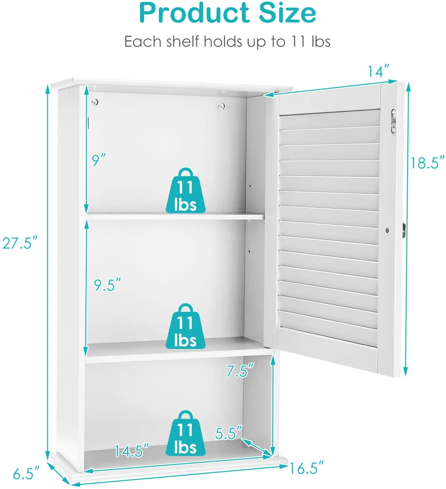 Promotions Sieninė spintelė su žaliuzių durelėmis 42x17x70 cm balta