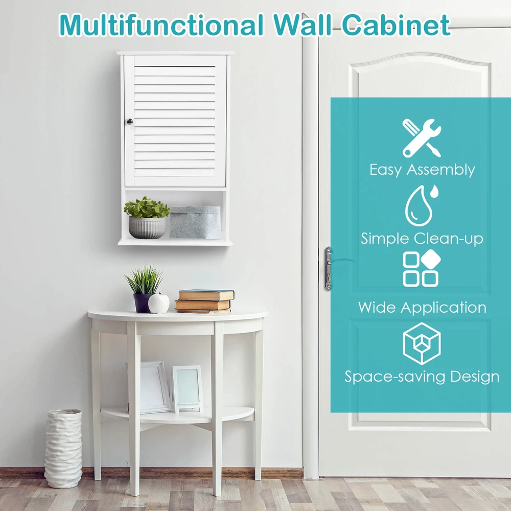 Promotions Sieninė spintelė su žaliuzių durelėmis 42x17x70 cm balta