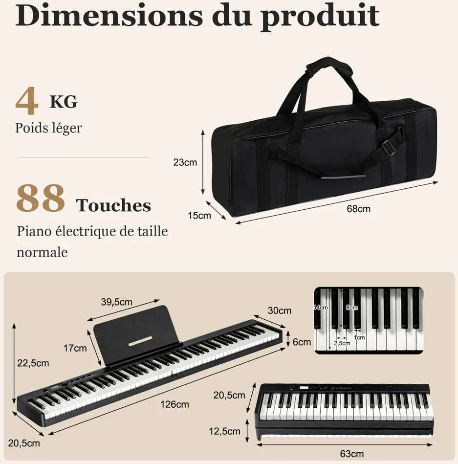 Promotions Skaitmeninis klaviatūra, Sulankstoma elektroninė klaviatūra, 126x30x22.5 cm, Juoda