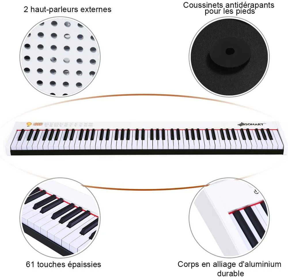 Promotions Skaitmeninis pianinas, 127x21,5x6,5 cm, juoda ir balta