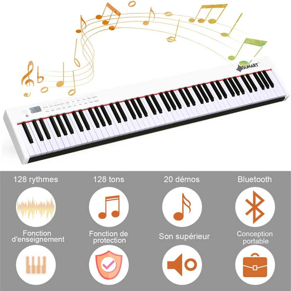 Promotions Skaitmeninis pianinas, 127x21,5x6,5 cm, juoda ir balta