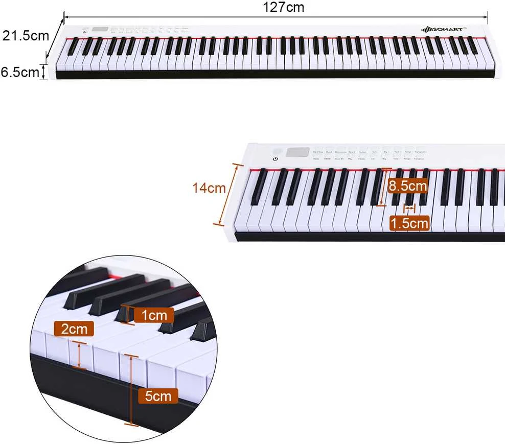 Promotions Skaitmeninis pianinas, 127x21,5x6,5 cm, juoda ir balta