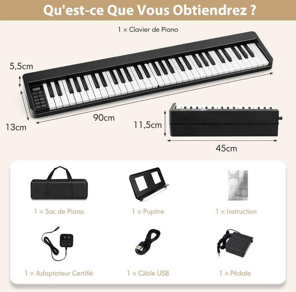 Promotions Skaitmeninis pianinas, 61 klavišas, 90x13x5,5 cm, juodas