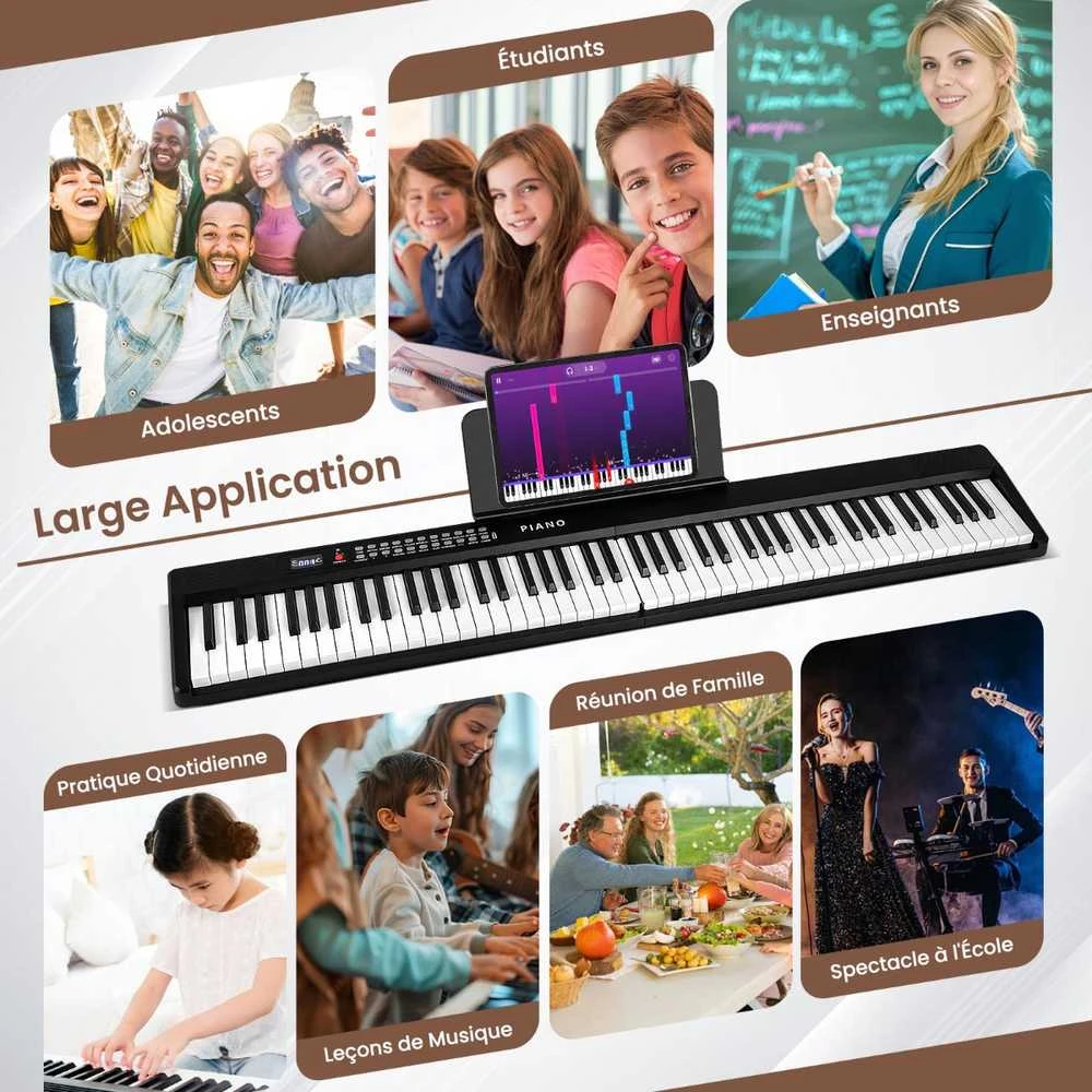 Promotions Skaitmeninis pianino klaviatūra, 88 klavišai, 128x23x6 cm, juoda