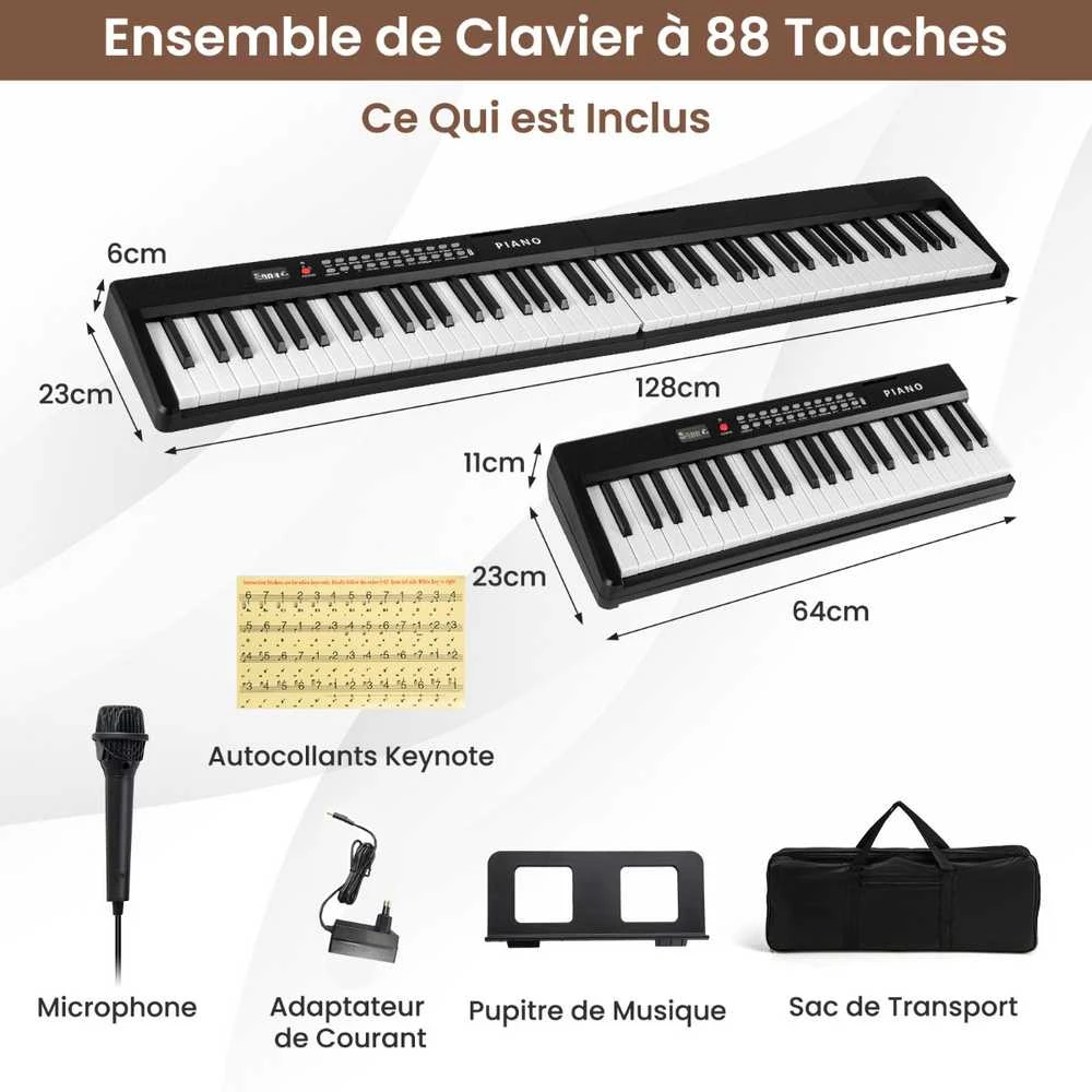 Promotions Skaitmeninis pianino klaviatūra, 88 klavišai, 128x23x6 cm, juoda