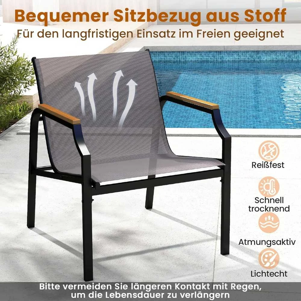 Lauko baldų komplektas Promotions Sodo baldų komplektas, 3 dalių, 70x61x76 cm kėdė, 44x44x42 cm stalas, Pilka