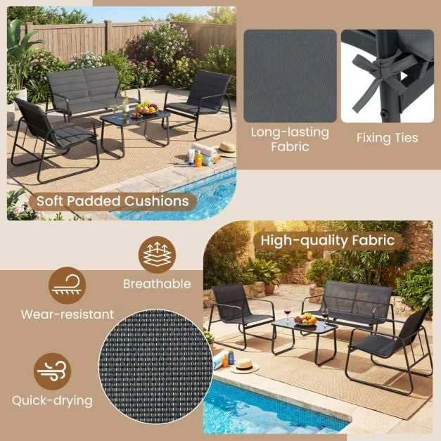 Lauko baldų komplektas Promotions Sodo baldų komplektas, 75x44x41 cm, pilka, metalas