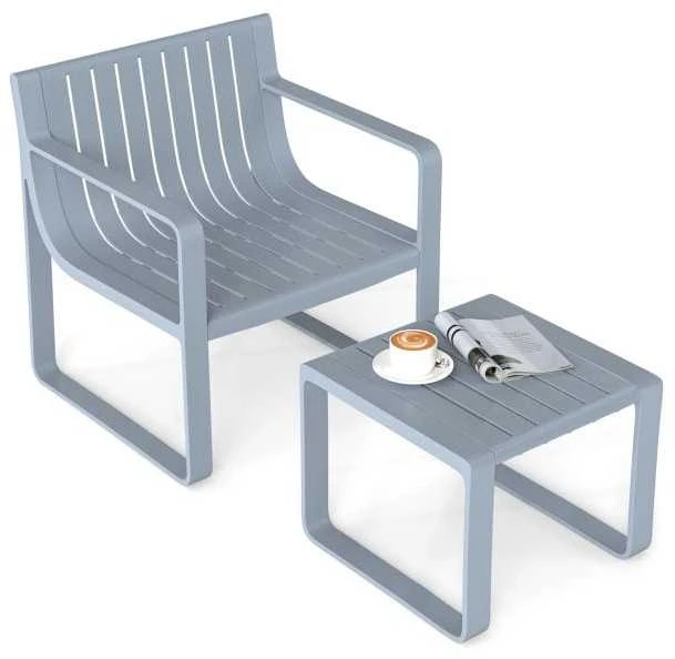 Promotions Sodo baldų komplektas, kėdė 60x64x70 cm, stalas 46x46x37 cm, pilka
