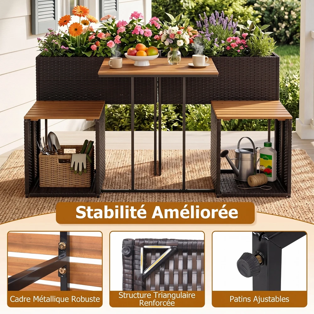 Promotions Sodo baldų komplektas su pakelta lysve, 3 dalių, 150x70x73 cm, rudos/natūralios spalvos