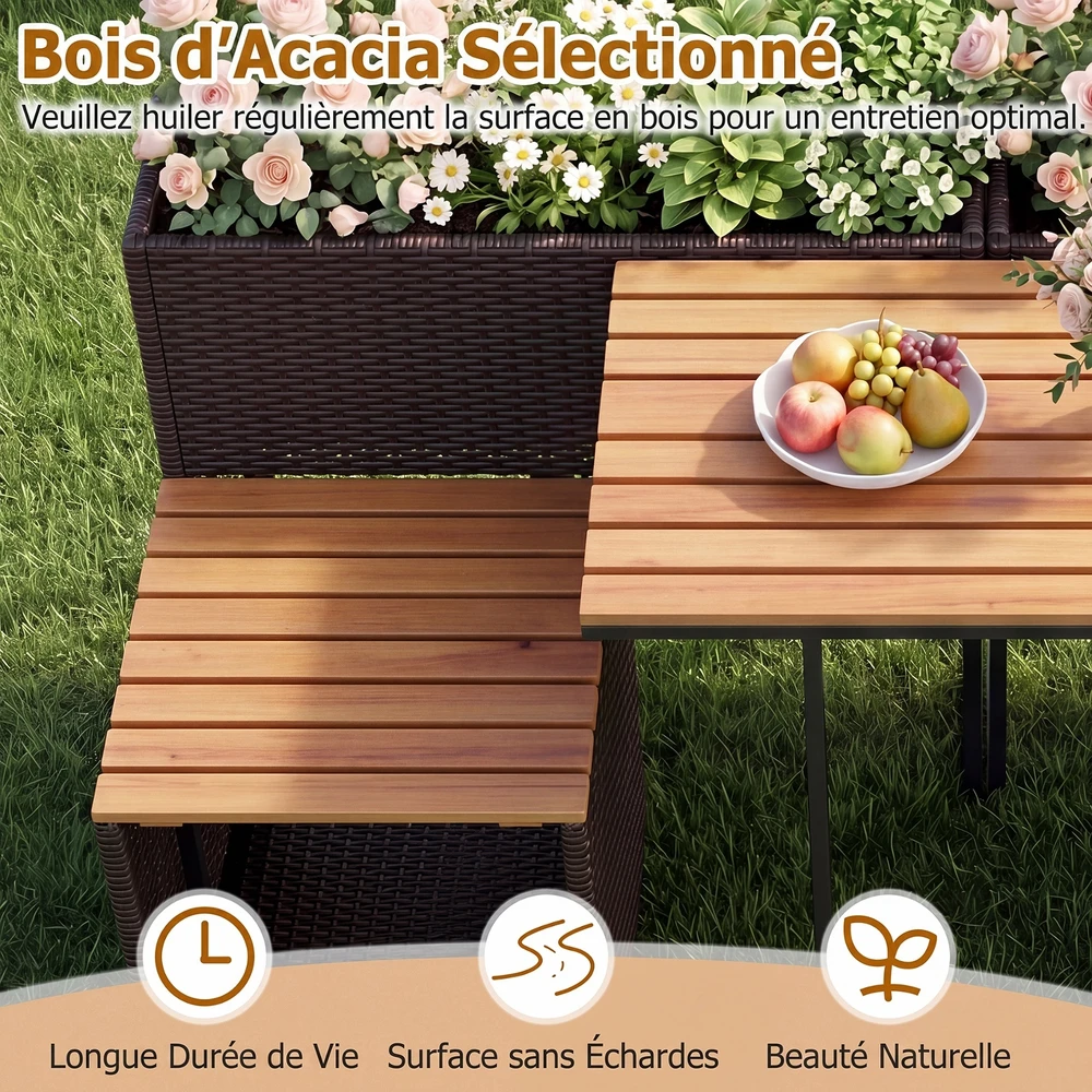 Promotions Sodo baldų komplektas su pakelta lysve, 3 dalių, 150x70x73 cm, rudos/natūralios spalvos
