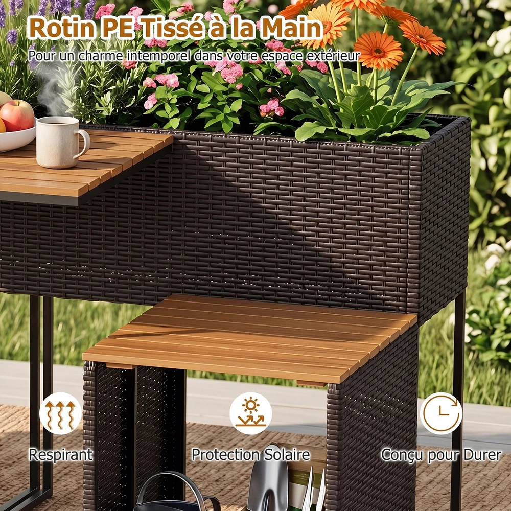 Promotions Sodo baldų komplektas su pakelta lysve, 3 dalių, 150x70x73 cm, rudos/natūralios spalvos