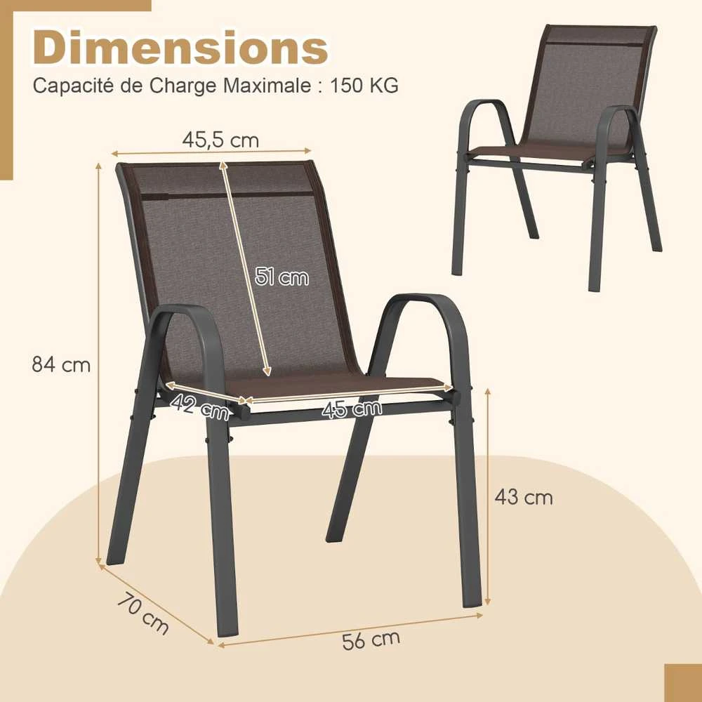 Promotions Sodo kėdžių rinkinys, 56x70x84 cm, Rudas