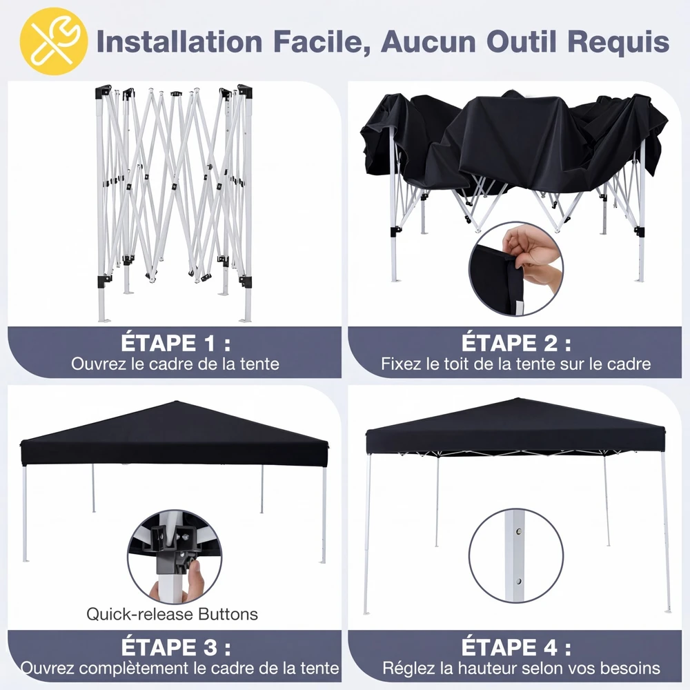 Promotions Sodo pavėsinė 290x290x230 cm Juodas metalas Sulankstoma