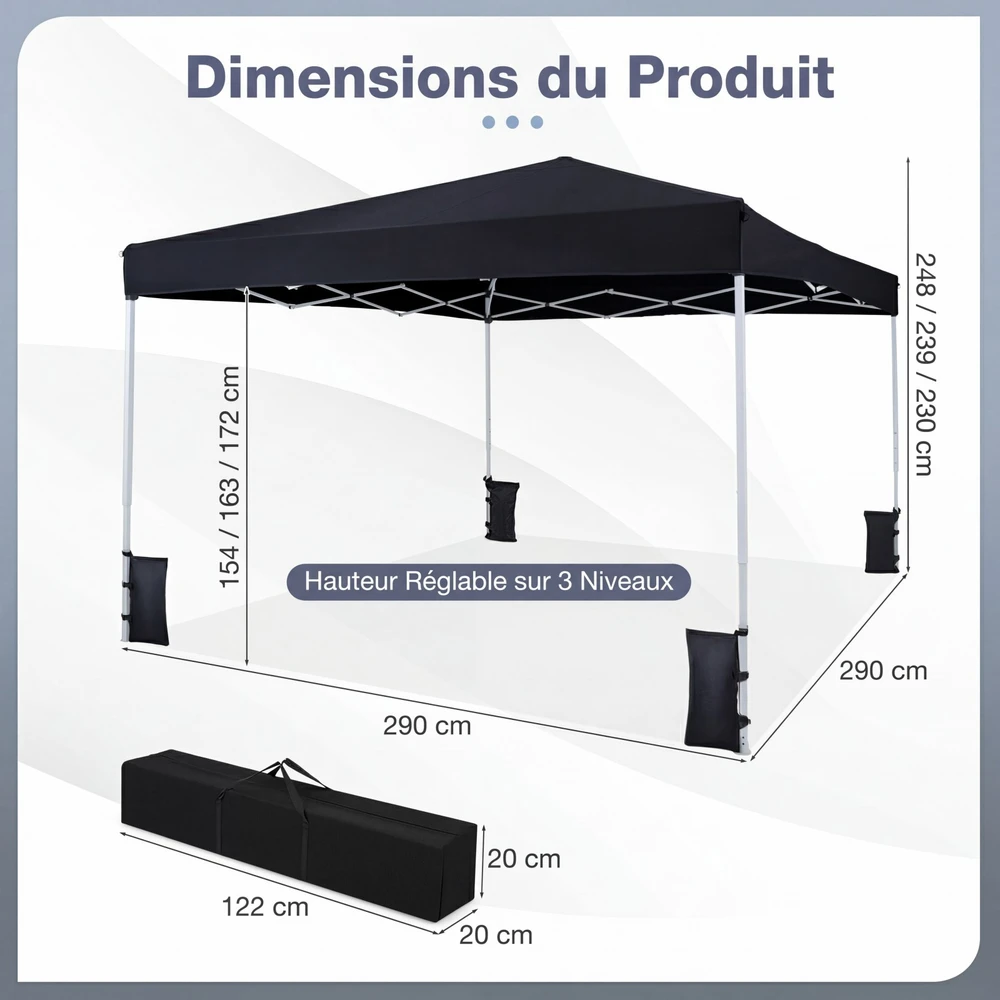 Promotions Sodo pavėsinė 290x290x230 cm Juodas metalas Sulankstoma
