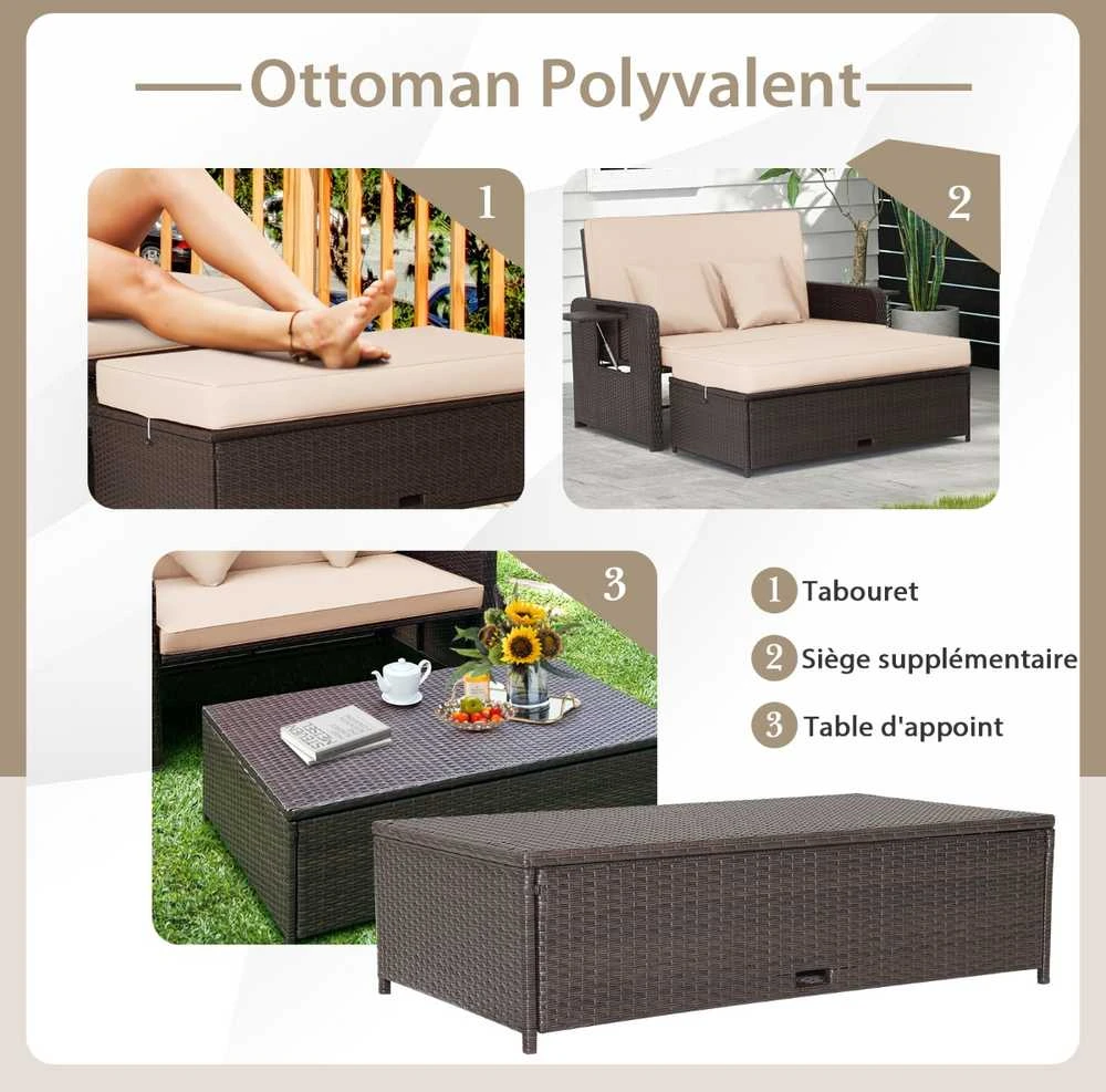 Promotions Sodo poilsio kėdžių komplektas, 124x67x36 cm, rudas