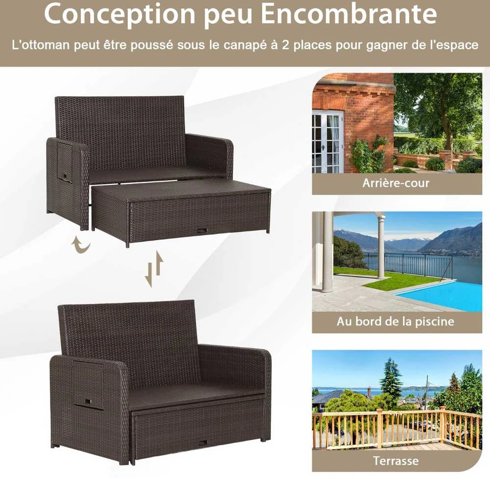 Promotions Sodo poilsio kėdžių komplektas, 124x67x36 cm, rudas