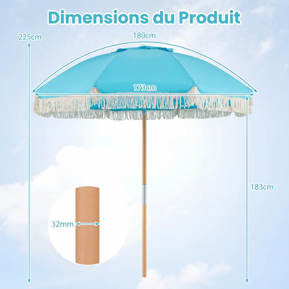 Promotions Sodo skėtis 270x270x225 cm Mėlynas poliesterio audinys