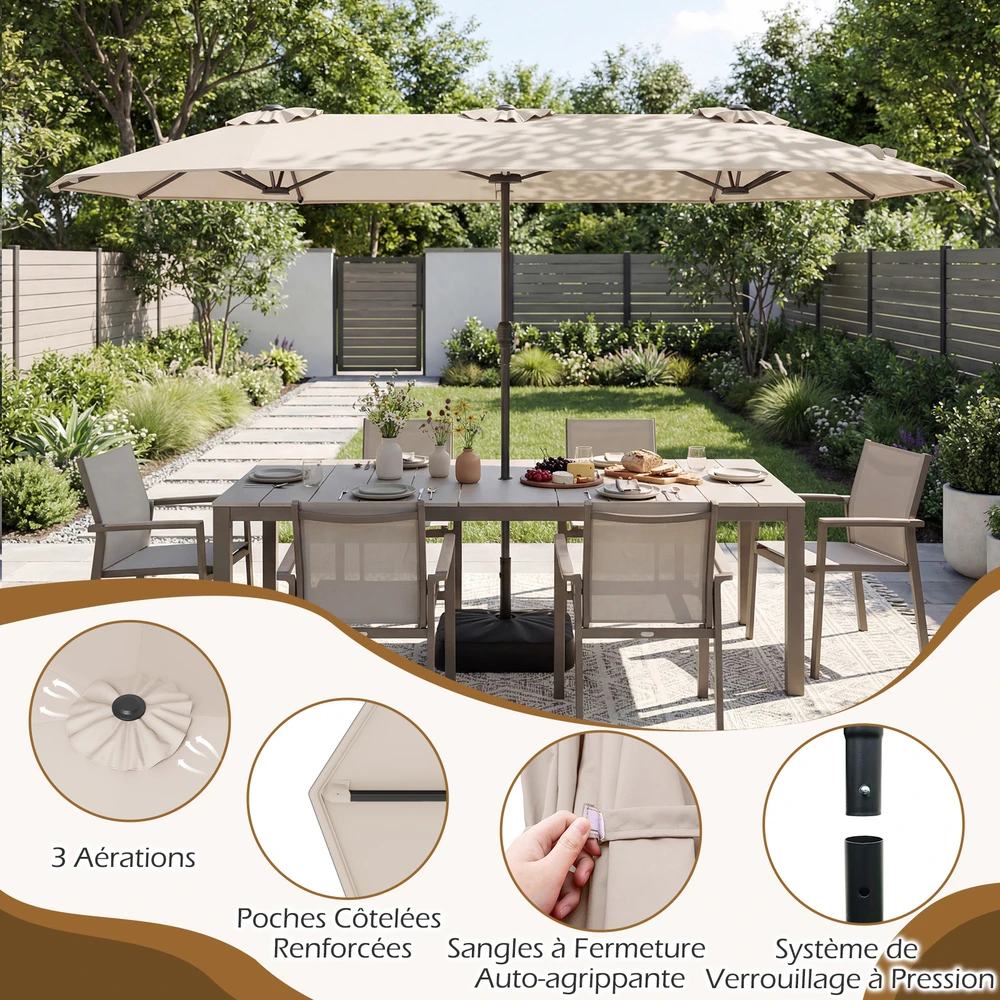 Promotions Sodo skėtis 400x212x243 cm Smėlio spalvos poliesterio audinys