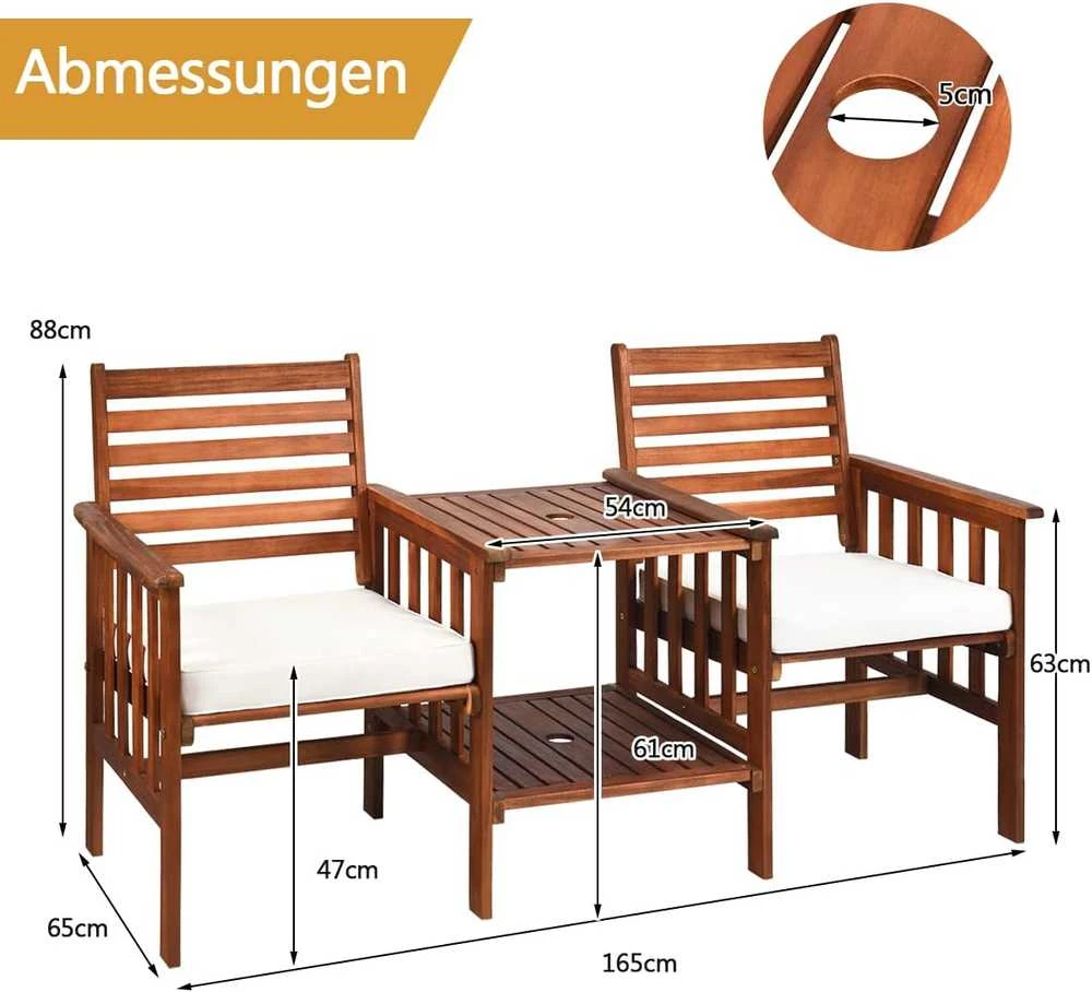 Lauko baldų komplektas Promotions Sodo suoliukas su stalu, 165x65x88 cm, Rudas