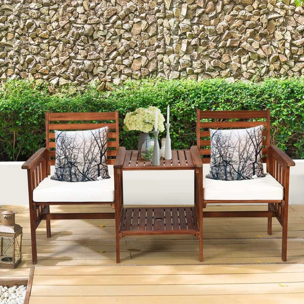 Lauko baldų komplektas Promotions Sodo suoliukas su stalu, 165x65x88 cm, Rudas