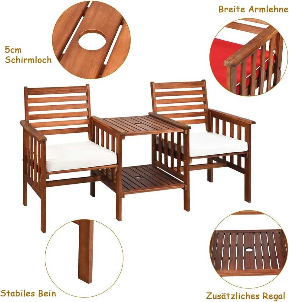 Lauko baldų komplektas Promotions Sodo suoliukas su stalu, 165x65x88 cm, Rudas