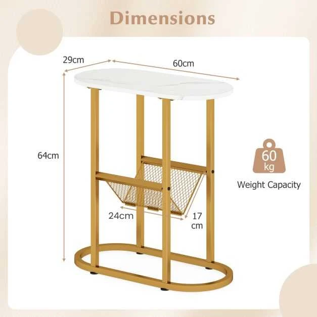 Promotions Šoninis staliukas, 58.4x27.9x64.8 cm, balta, plienas