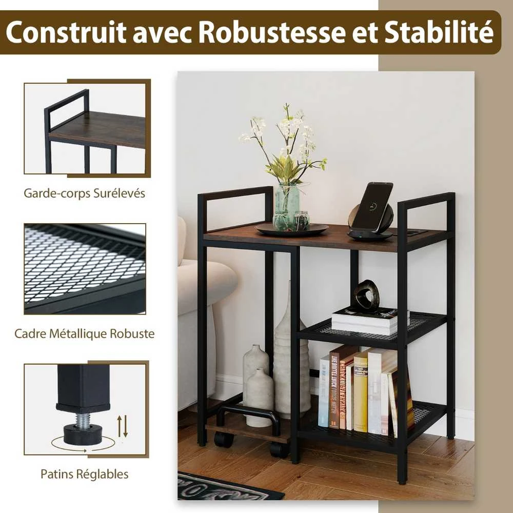 Promotions Spausdintuvo stovas, 63.5x40x72 cm, rudas, su laikymo lentynomis
