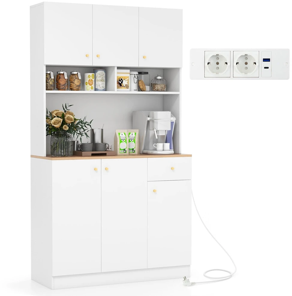 Promotions Spintelė maisto produktams su lizdais ir USB jungtimi 100x40x181 cm balta