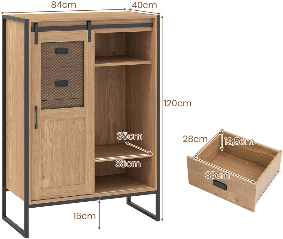Promotions Spintelė Stovinčioji ant grindų Stumdomos durys 84x40x120 cm Ruda Juoda Saugojimo