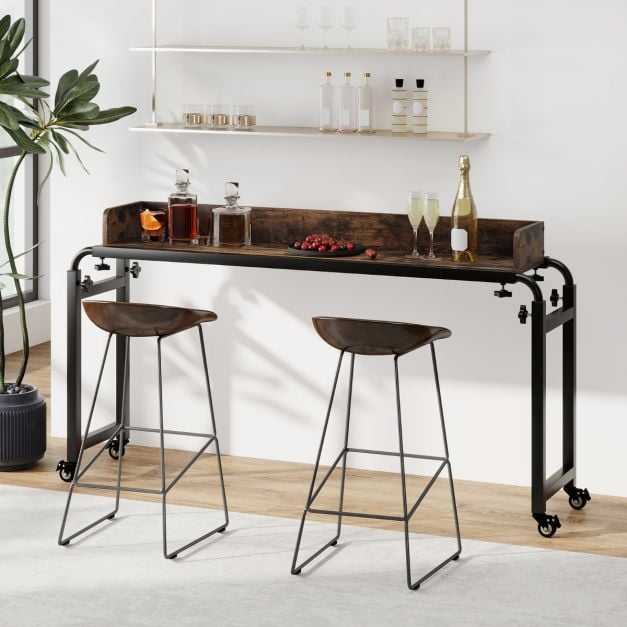 Promotions Stalas lovai, 135,5-206x40x73,5-102,5 cm, Rudas ir Juodas