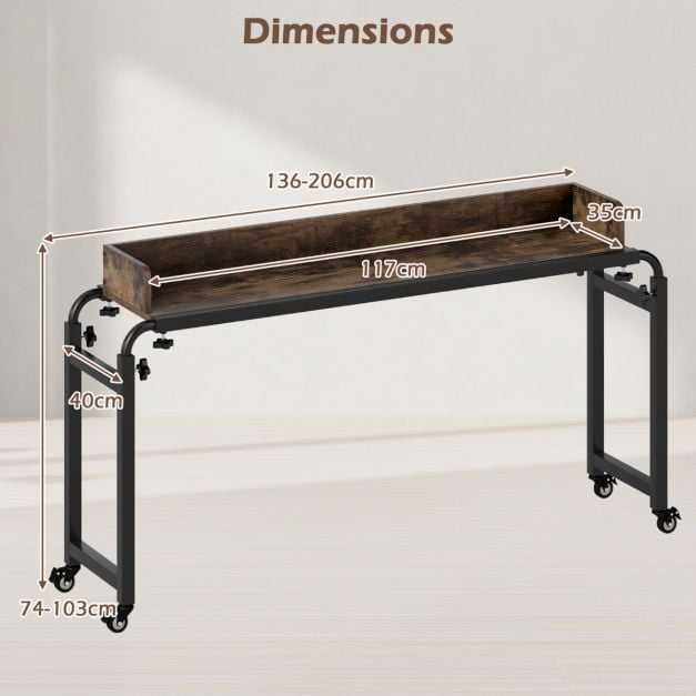 Promotions Stalas lovai, 135,5-206x40x73,5-102,5 cm, Rudas ir Juodas
