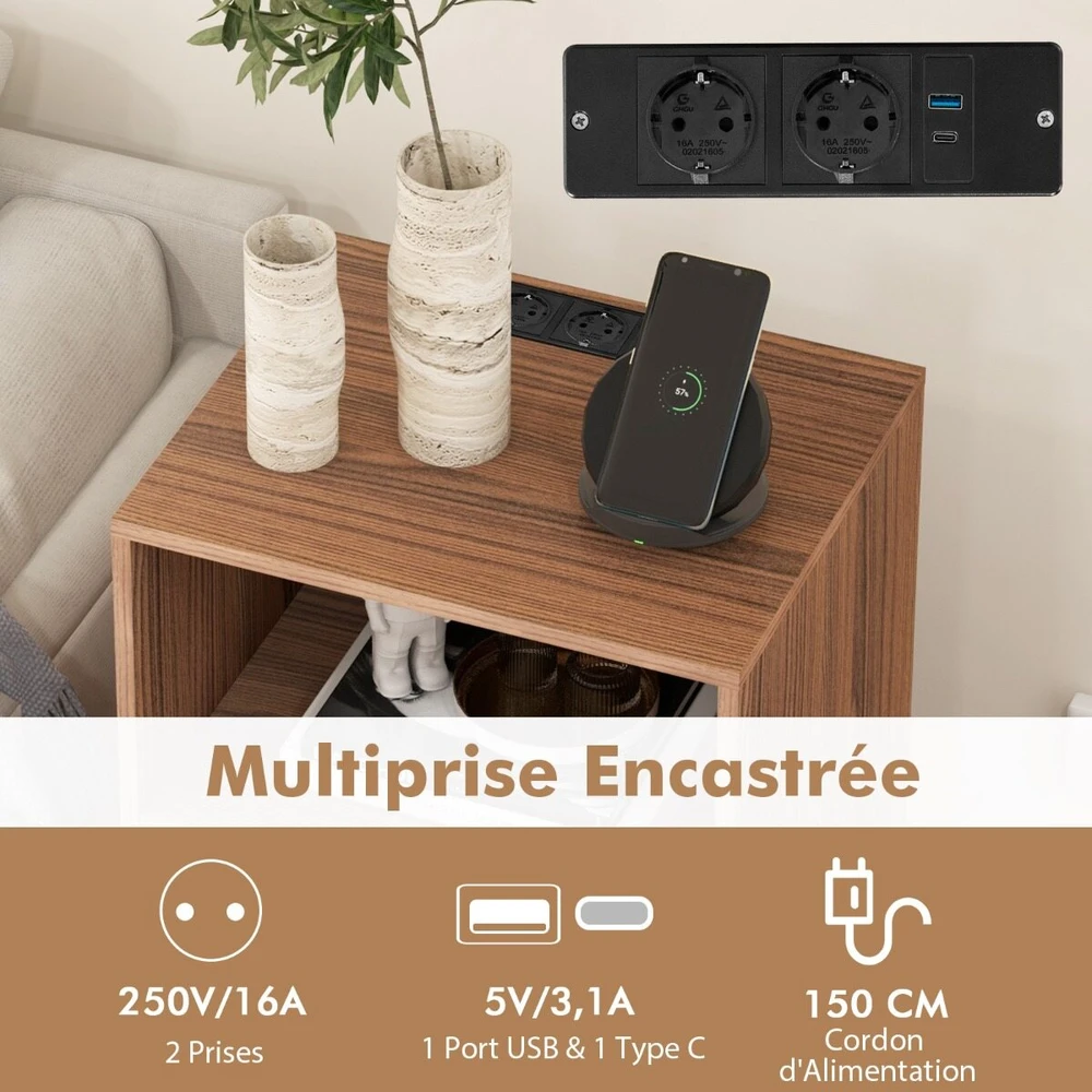 Promotions Stalelis patefonui su įkrovimo stotele 48x40x88 cm riešutas
