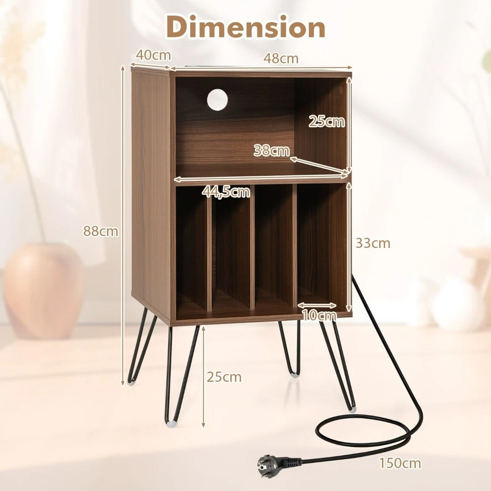 Promotions Stalelis patefonui su įkrovimo stotele 48x40x88 cm riešutas