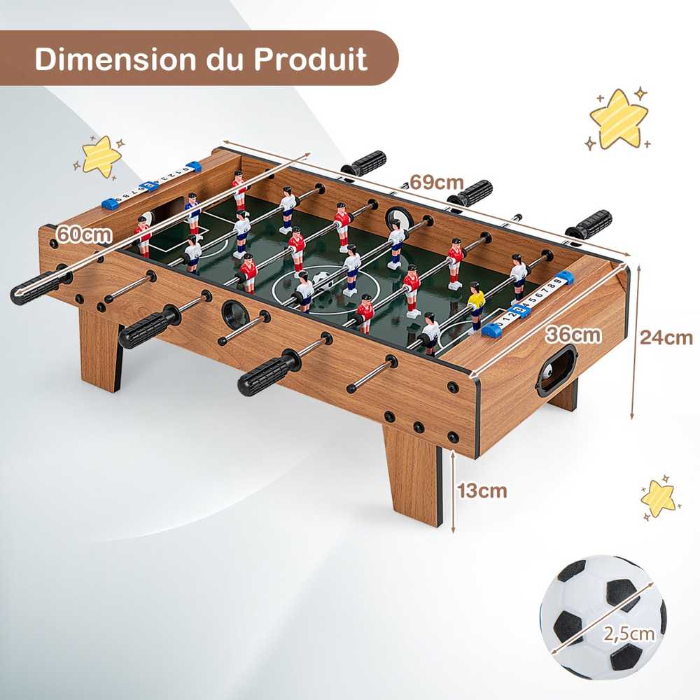 Promotions Stalo futbolas, 69x36x24 cm, natūralus